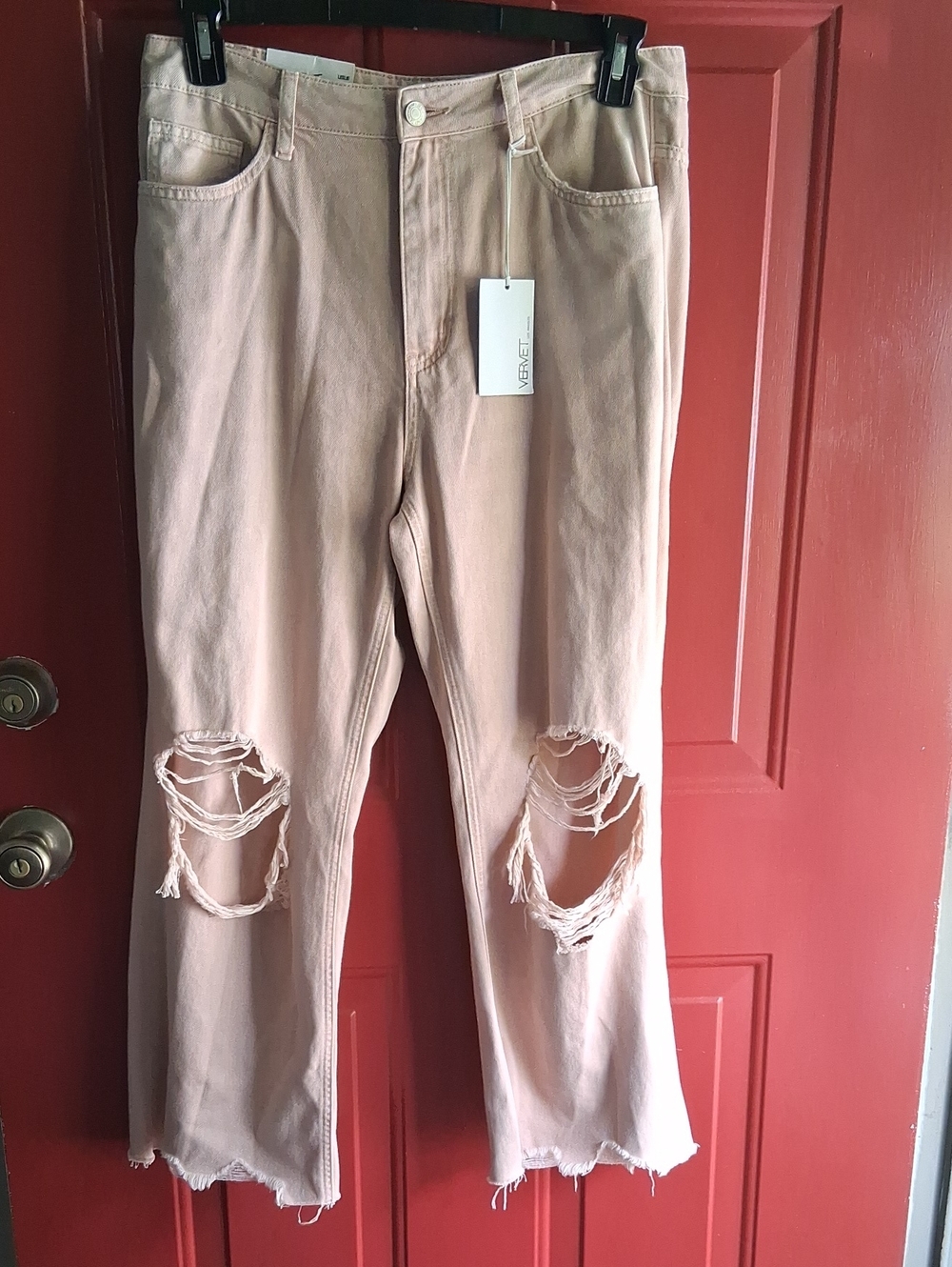 Vervet Distressed Light Pink Ripped Jeans